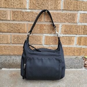 Coach Y2K Vintage Mercer Black Twill Leather Pocket Hobo 7430